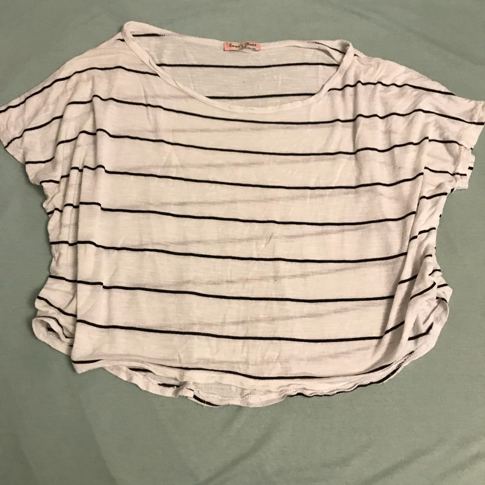 Black and white striped crop top (size small)